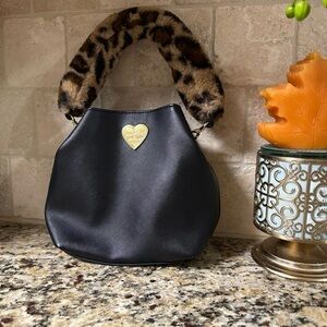 Betsey Johnson mini faux fur strap tote bag